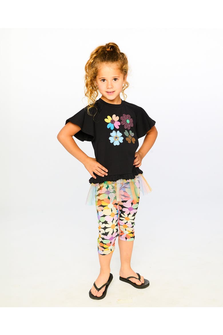 Viscose Slim Fit Flowers Leggings, Alternate, color, Black Floral Print