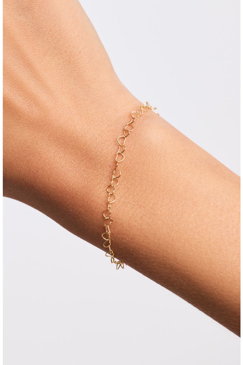 Solid Yellow Gold - Heart Chain Bracelet, Alternate, color, Gold