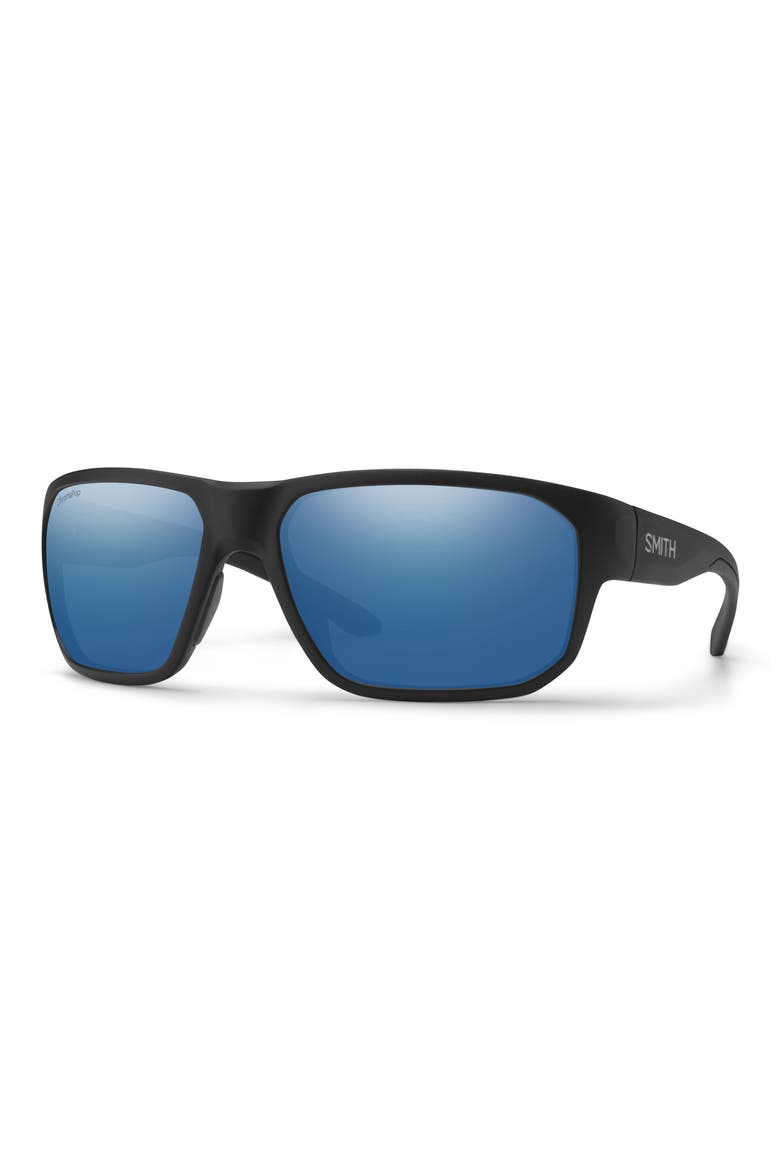 Arvo 61mm ChromaPop™ Polarized Wraparound Sunglasses, Alternate, color, MATTE BLACK / CHROMAPOP BLUE