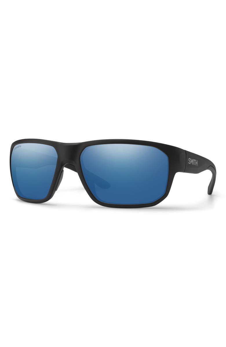 Smith Arvo 61mm ChromaPop<sup>™</sup> Polarized Wraparound Sunglasses, Alternate, color, Matte Black / Chromapop Blue