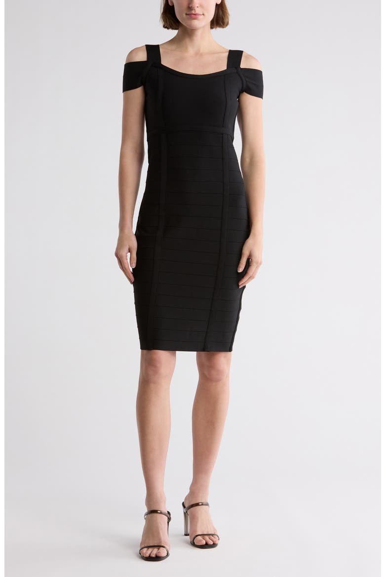Cold Shoulder Sheath Dress, Main, color, BLK