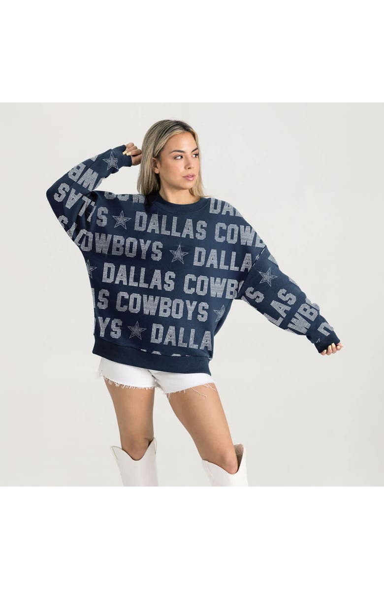GAMEDAY COUTURE Women's Gameday Couture Navy Dallas Cowboys Relaxed Drop Shoulder Hype Era Rhinestone Text Sweatshirt, Alternate, color, Navy