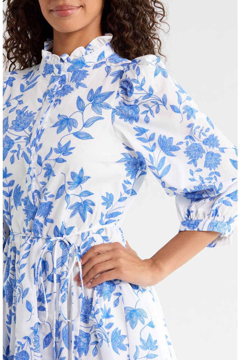 Nesta Godet Dress, Alternate, color, BLUE-WHITE