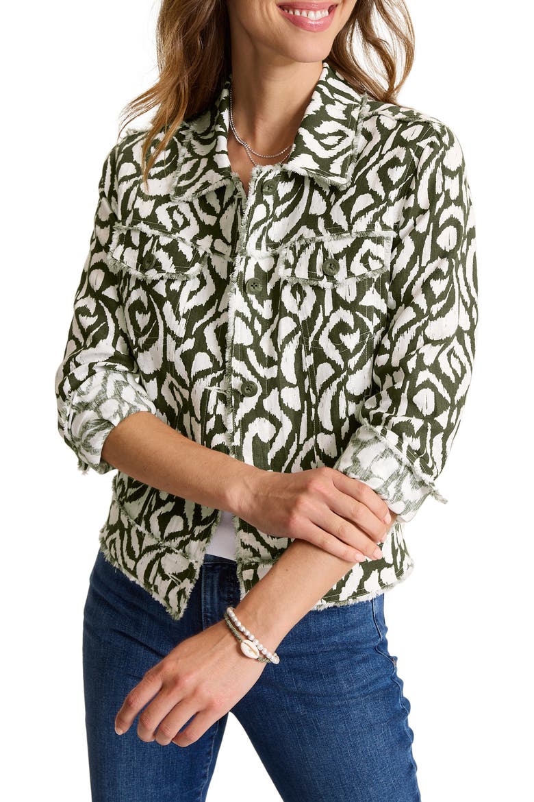 Inlet Ikat Print Linen Jacket, Alternate, color, PALM VERDE
