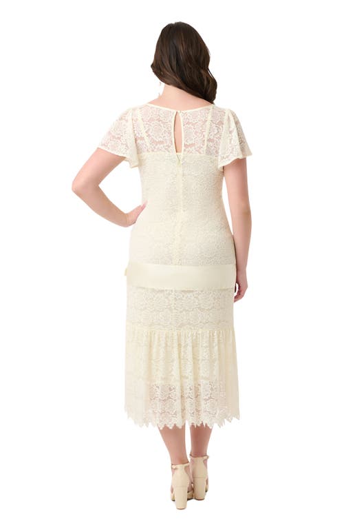 Unique Vintage 1920s Flutter Sleeve Flapper In Ivory