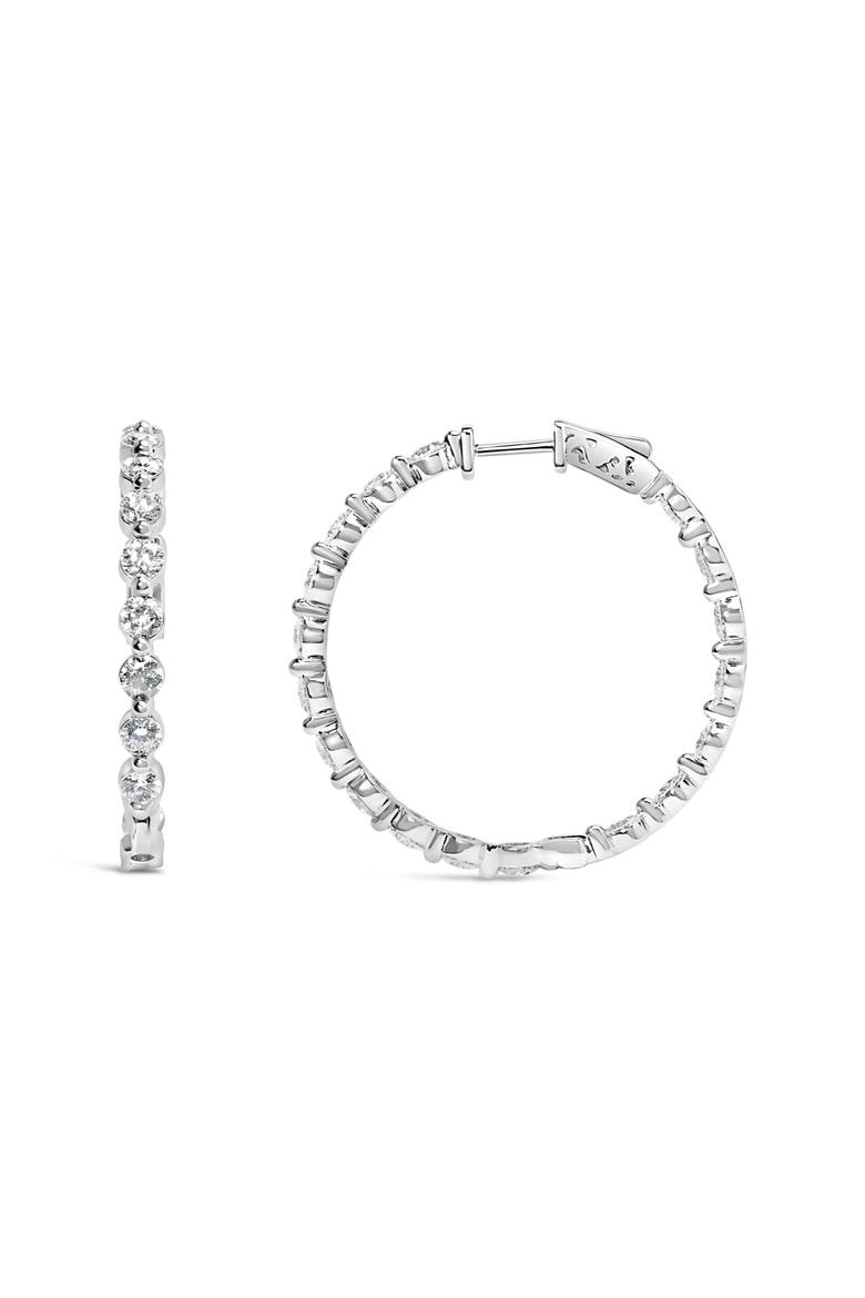 14K White Gold 5.00 Cttw Lab Grown Diamond Inside-Out Hoop Earring, Alternate, color, White