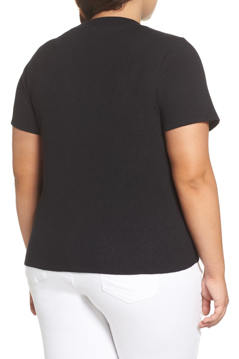Mock Neck Slouch Tee, Alternate, color, BLACK