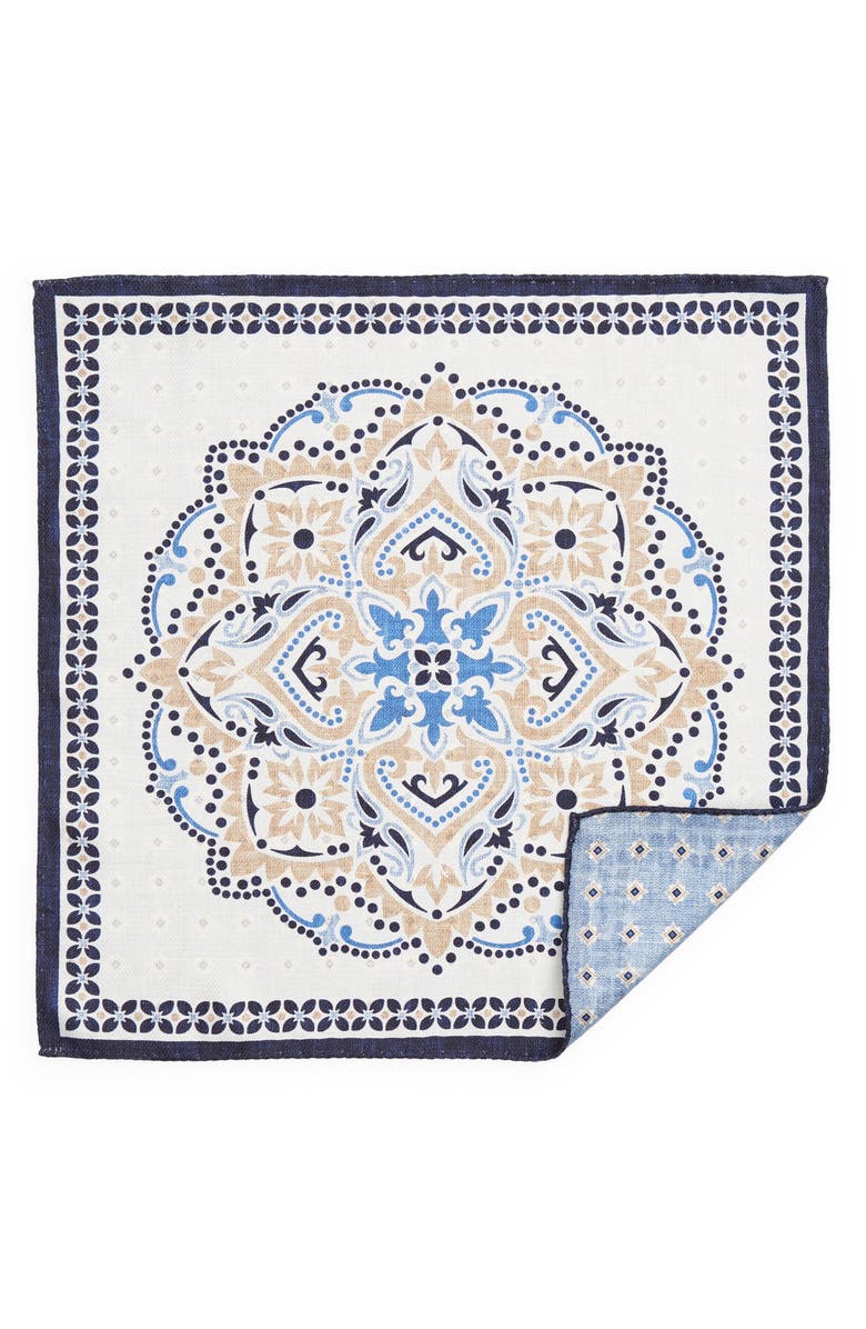 EDWARD ARMAH Mono Medallion Reversible Silk Pocket Square, Alternate, color,