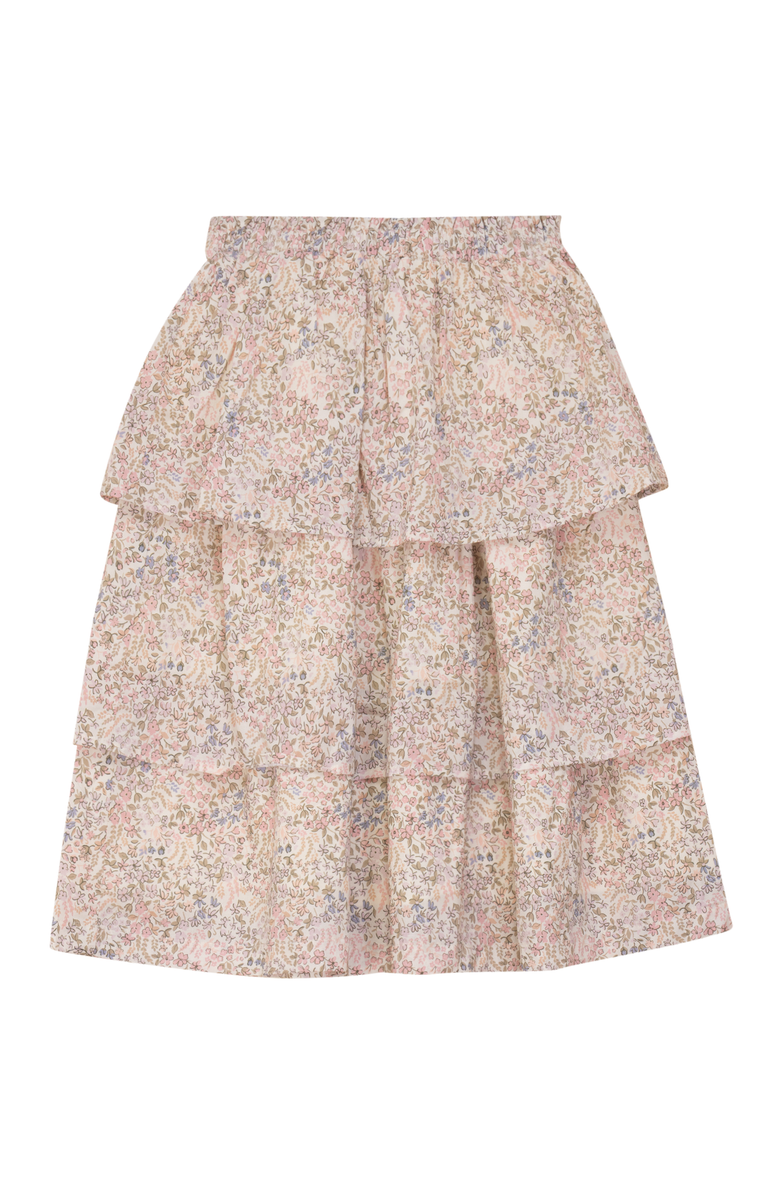 Jolie Capri Floral Tiered Ruffle Cotton Lined Skirt, Main, color, Cream