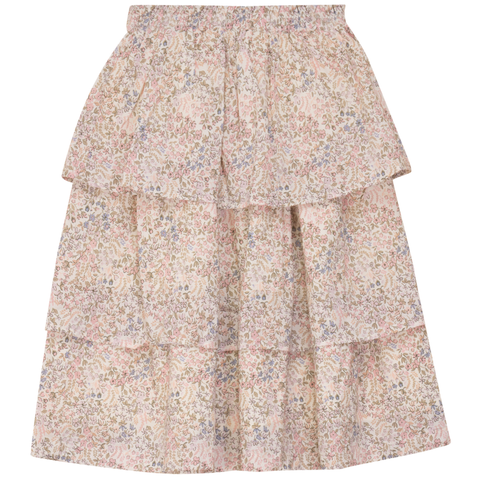 Floral Tiered Ruffle Cotton Lined Skirt (Big Kid)