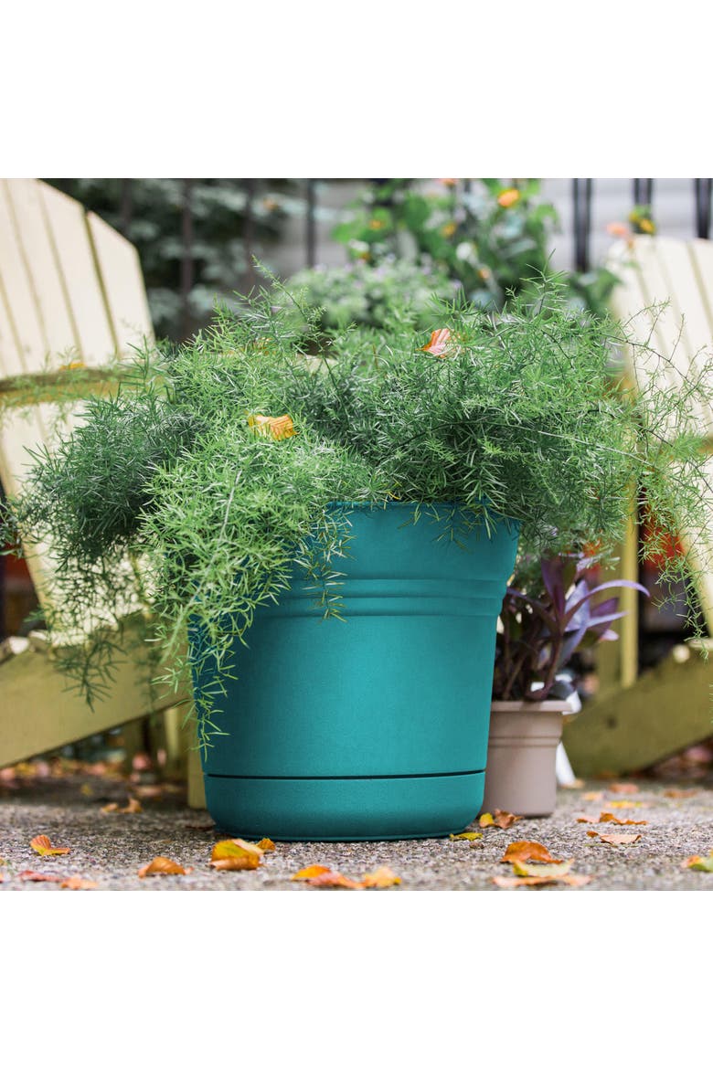 10 Inch Saturn Round Planter With Saucer Tray, Alternate, color, Blue