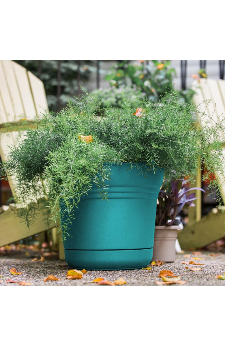 Bloem 10 Inch Saturn Round Planter With Saucer Tray, Alternate, color, Blue