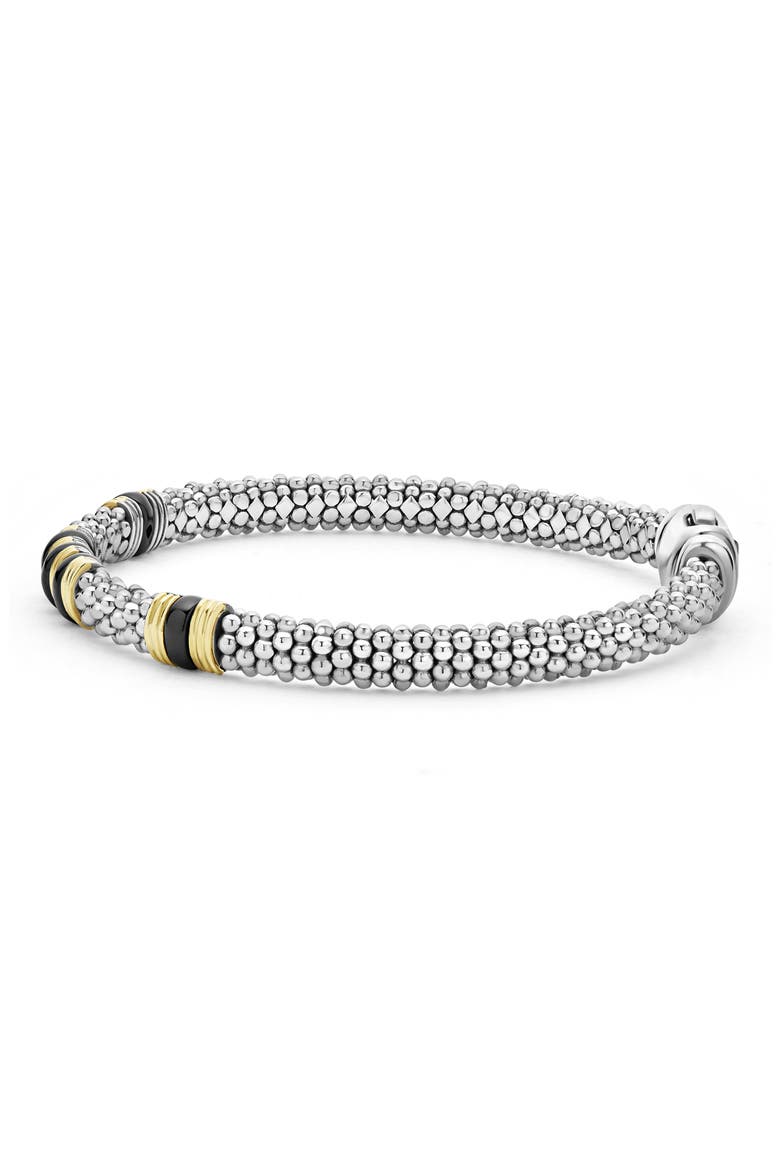 Men's Black Caviar Triple Station Caviar Bracelet, Alternate, color, SILVER