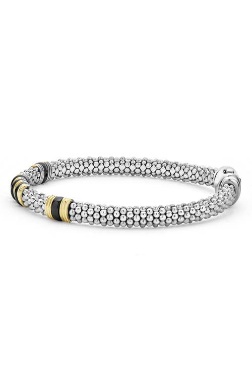 Lagos Black Caviar Triple Station Caviar Bracelet In Metallic