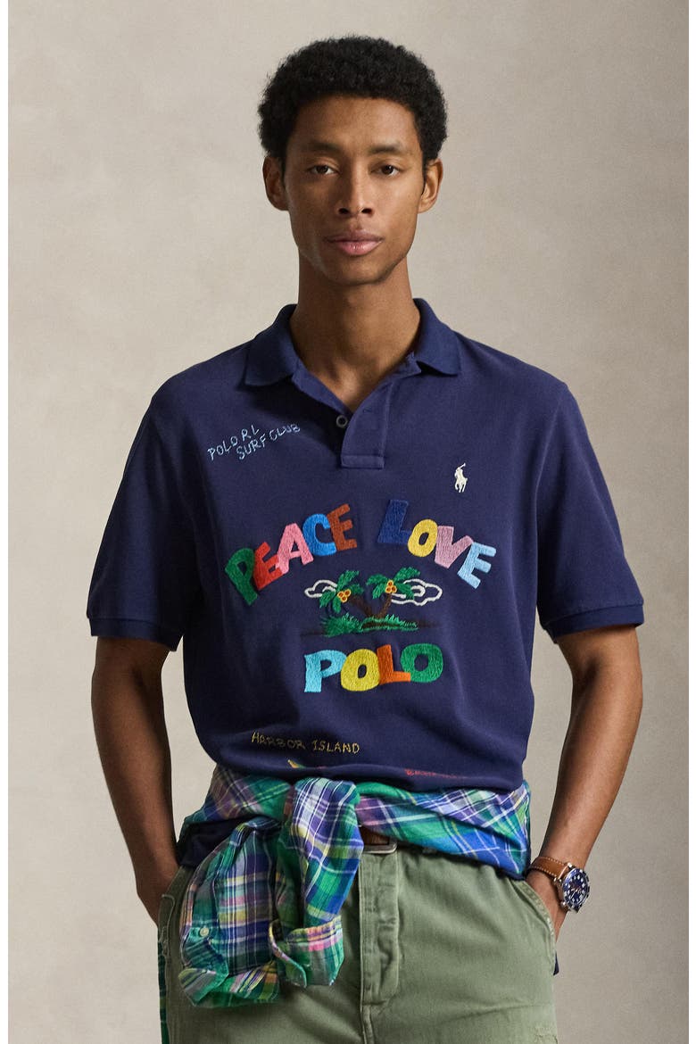 POLO RALPH LAUREN ビーチプリント Tシャツセット サイズ3,7 Polo Ralph Lauren Classic Fit Peace Love Embroidered Polo (Men