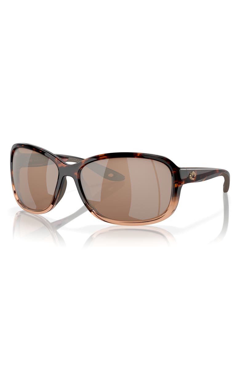 Costa Del Mar Seadrift 58mm Polarized Square Sunglasses, Alternate, color, Copper Silver Mirror