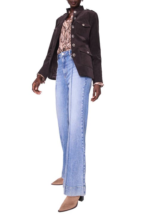 Mint Velvet Corduroy Military Jacket In Brown