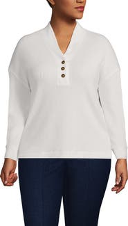 Lands' End Long Sleeve Waffle Shawl Collar Henley