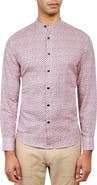 Brooklyn Brigade Dumbo Geometric Print Long Sleeve Mandarin Collar Shirt