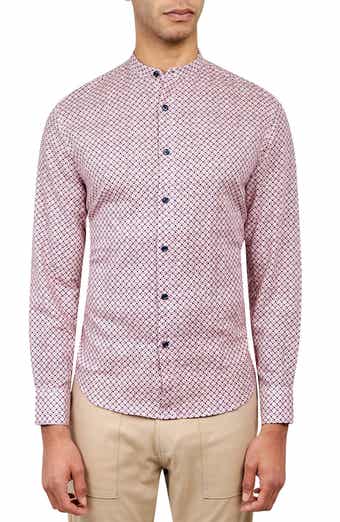 Dumbo Geometric Print Long Sleeve Mandarin Collar Shirt