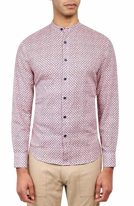 Brooklyn Brigade Dumbo Geometric Print Long Sleeve Mandarin Collar Shirt