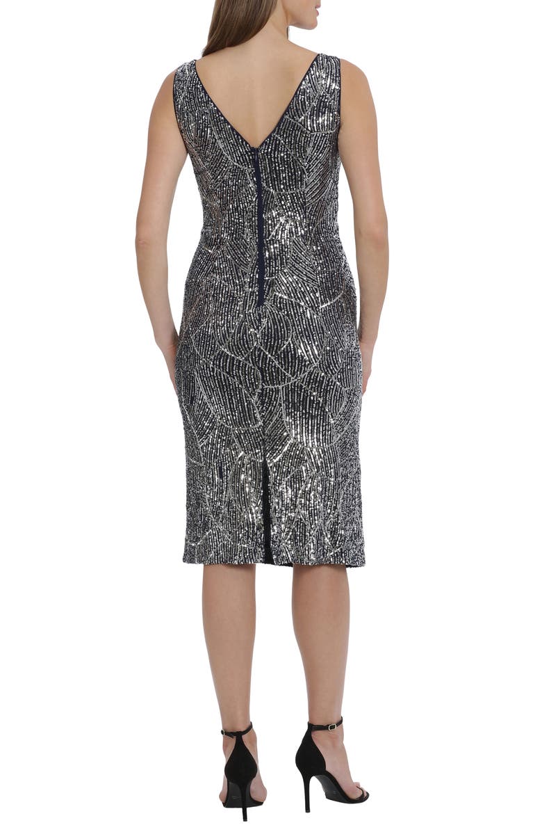 Maggy London Twist Front Sequin Cocktail Dress, Alternate, color, 