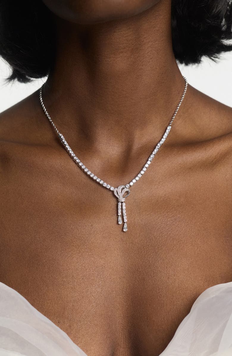 Nadri Eros Knot Y-Necklace, Alternate, color, Rhodium