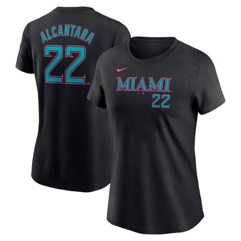 Women's Nike Sandy Alcantara Black Miami Marlins 2025 City Connect Fuse Name & Number T-Shirt