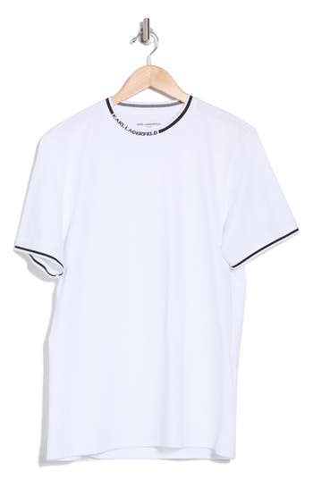 Karl Lagerfeld Paris Logo Trim Crewneck T-shirt In White