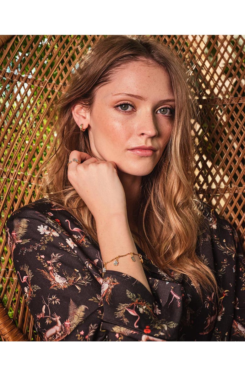 Fable England Forget-Me-Not Mini Hoop Earrings, Alternate, color, Blue & Gold