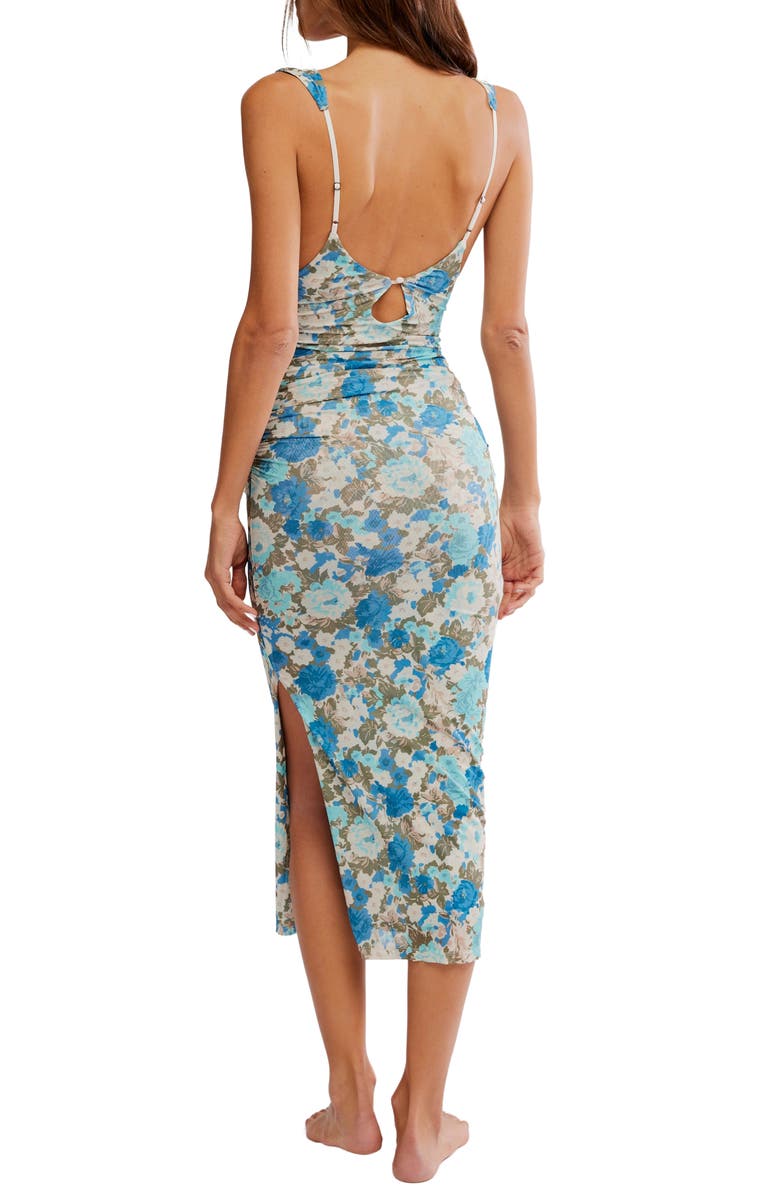 Free People Print Mesh Body-Con Dress, Alternate, color, Blue Combo