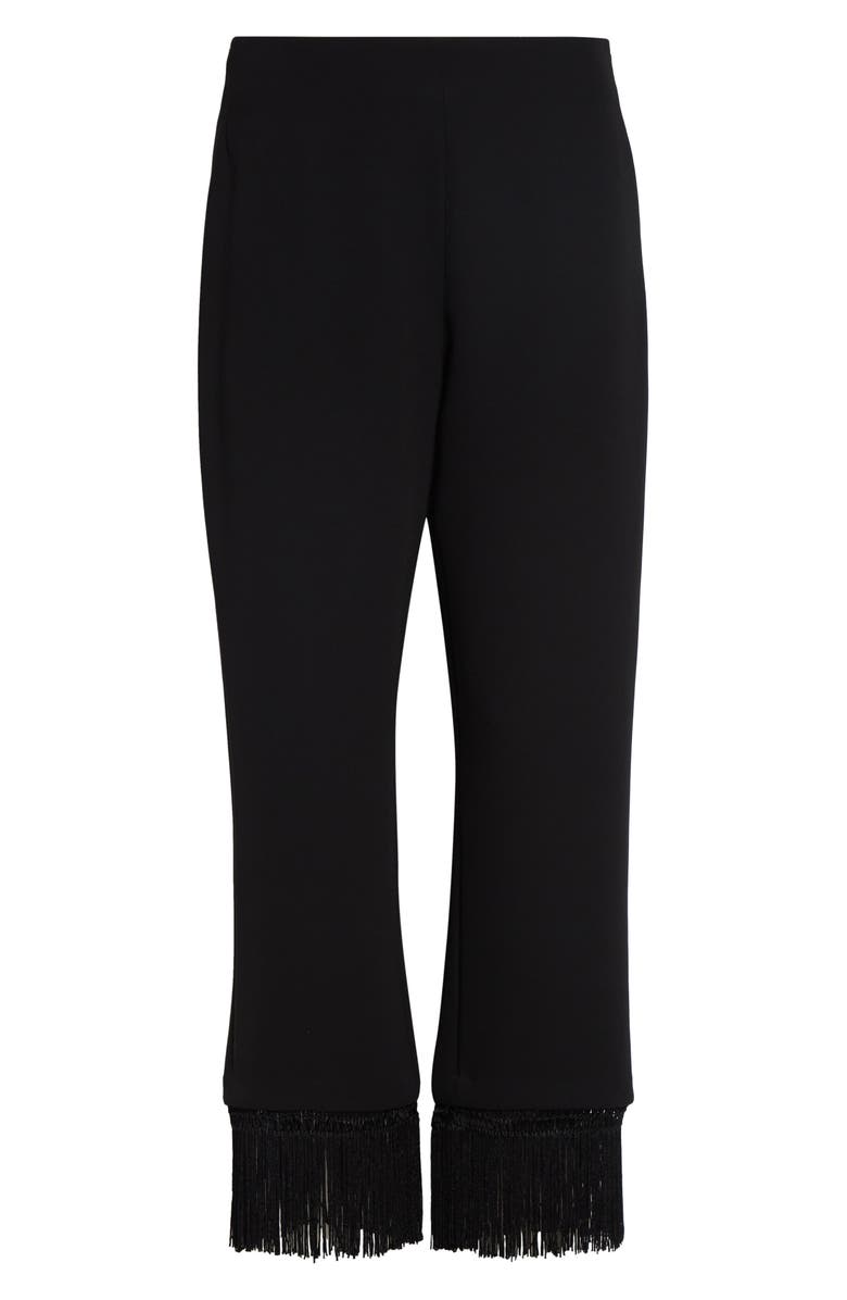 POSSE Bianca Fringe Trim Crop Pants, Alternate, color, Black