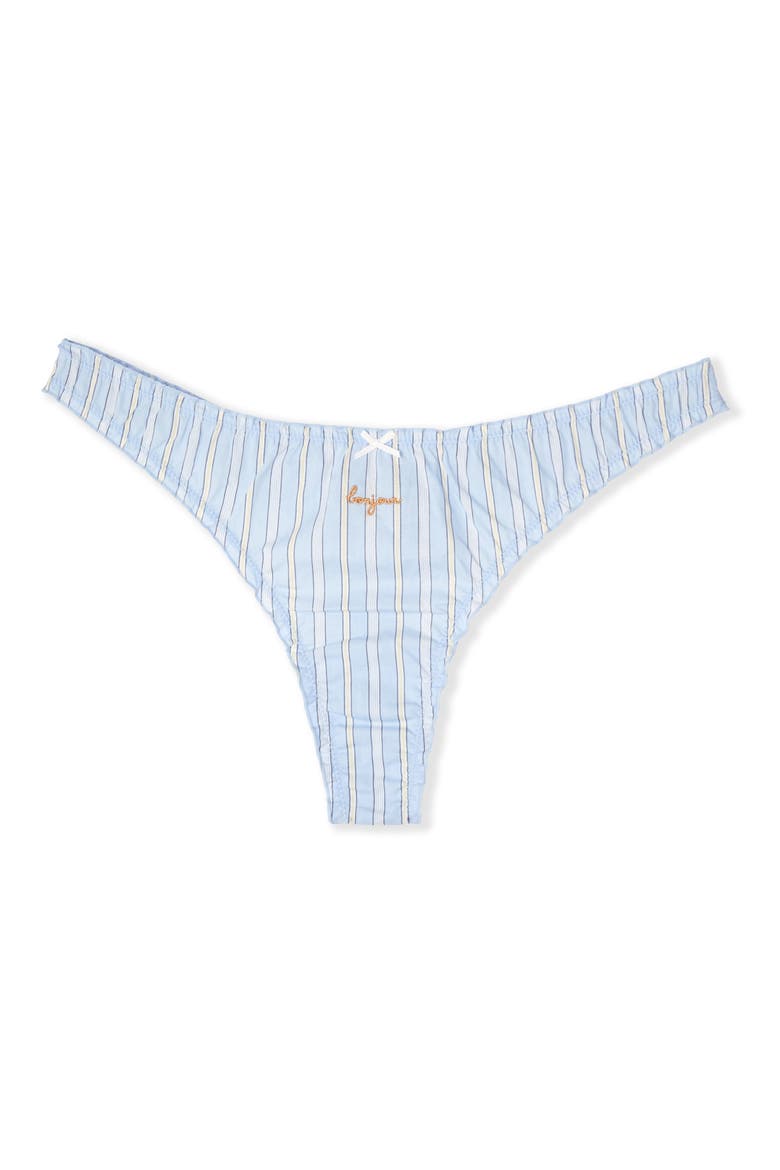 Benicio Day Striped Cotton Thong, Alternate, color, BLEU CIEL
