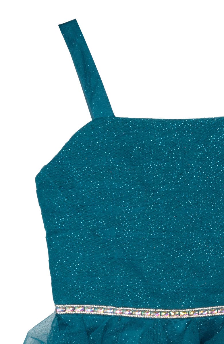Rare Editions Kids' Glitter Mesh Party Dress, Alternate, color, Teal