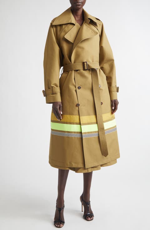 Stripe Detail Oversize Trench Coat