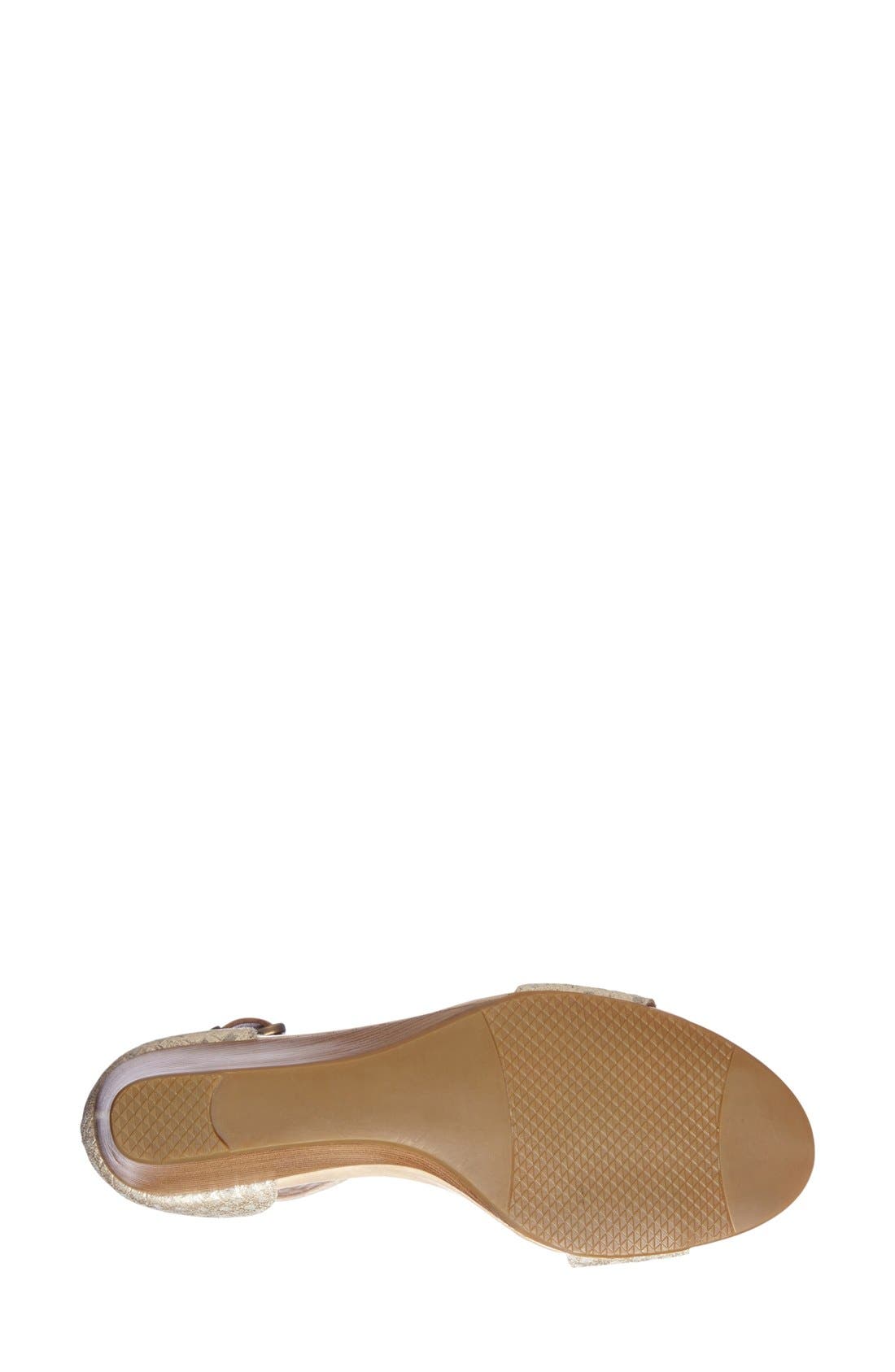 'Char' Ankle Strap Wedge Sandal, Alternate, color, SOFT GOLD LEATHER