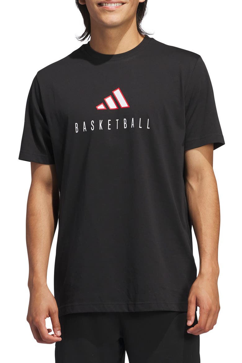 Worldwide Hoops Cotton Blend Graphic Tee, Main, color, BLACK