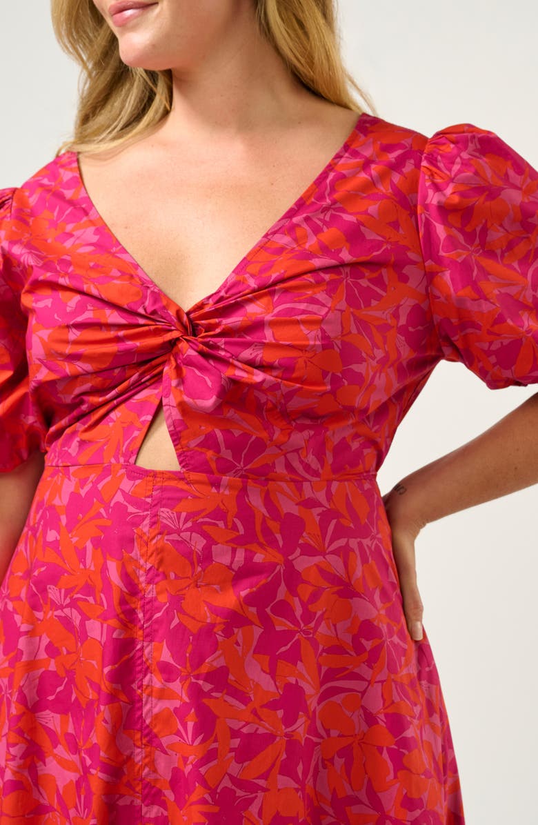 Estelle Aura Falls Floral Print Cutout Dress, Alternate, color, Winter Berry