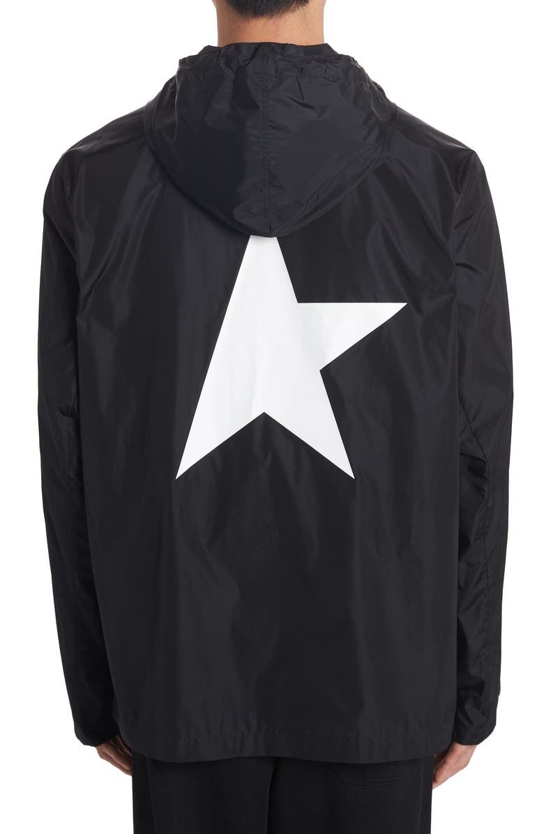 Golden Goose Daris Star Collection Logo Hooded Windbreaker, Alternate, color, 
