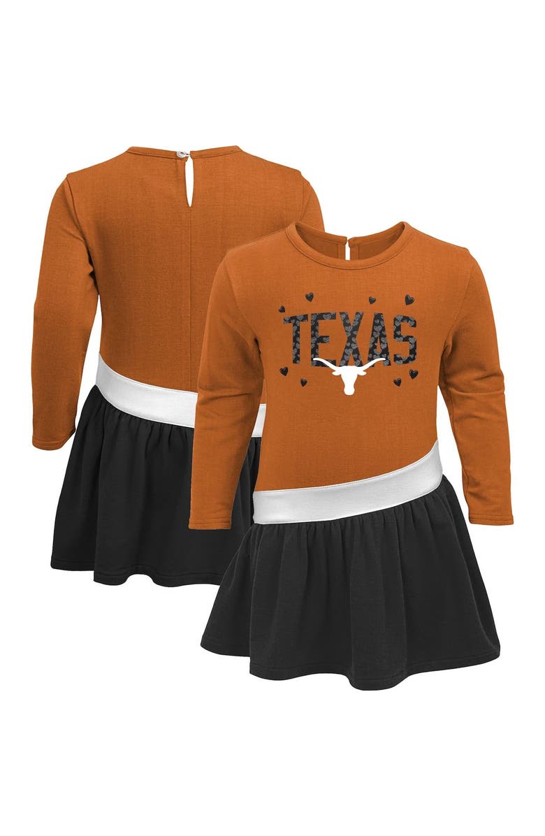 Outerstuff Girls Preschool Texas Orange Texas Longhorns Heart to Heart French Terry Dress, Main, color,