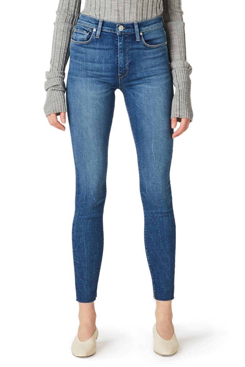 Barbara High Waist Raw Hem Ankle Super Skinny Jeans, Main, color, ZUMA