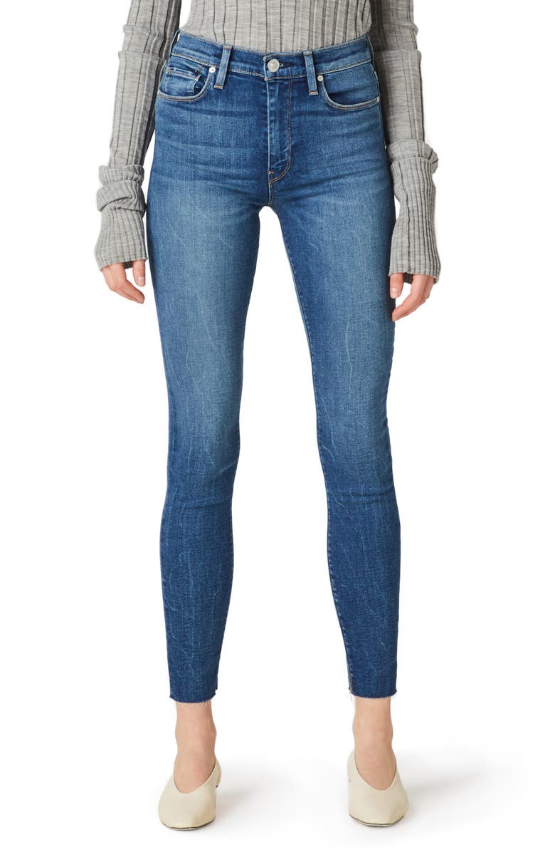Hudson Jeans Barbara High Waist Raw Hem Ankle Super Skinny Jeans, Main, color, 