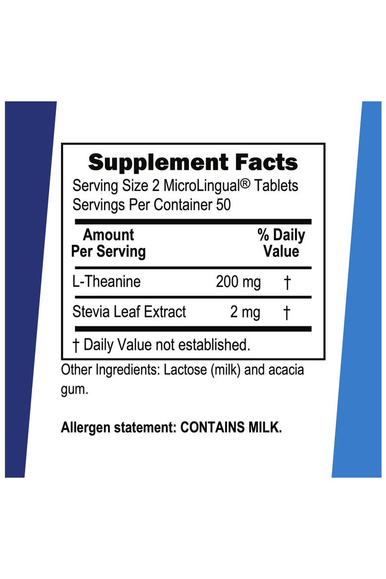 L-Theanine Instant Dissolve Tablets Brain Support Supplement, Alternate, color, White