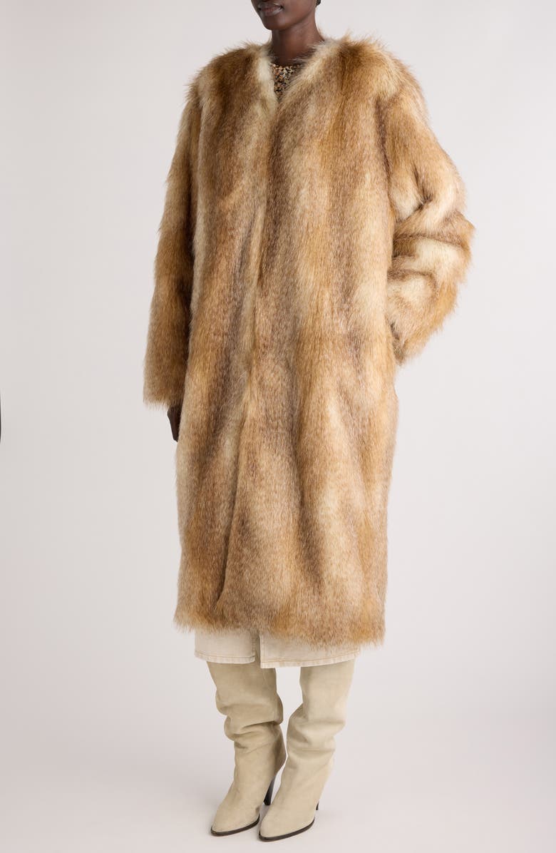 Isabel Marant Alberta Faux Fur Coat, Alternate, color, 