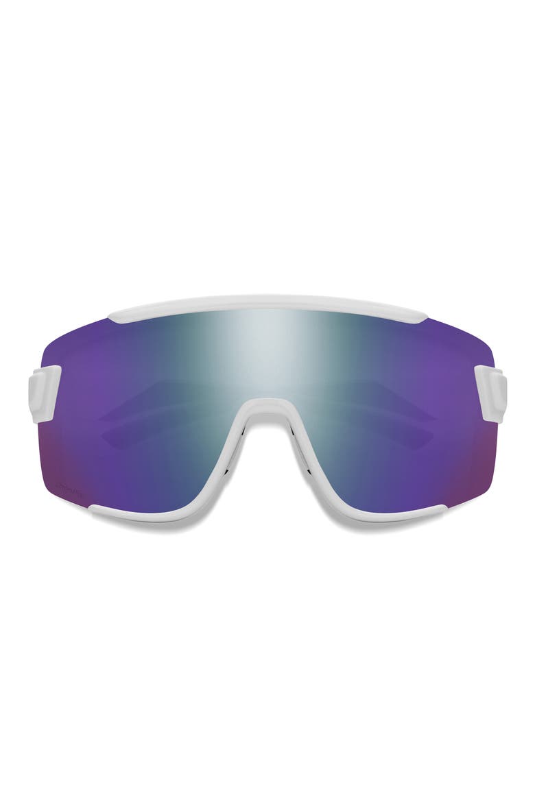 Wildcat 135mm ChromaPop™ Shield Sunglasses, Main, color, WHITE / CHROMAPOP VIOLET MIRROR