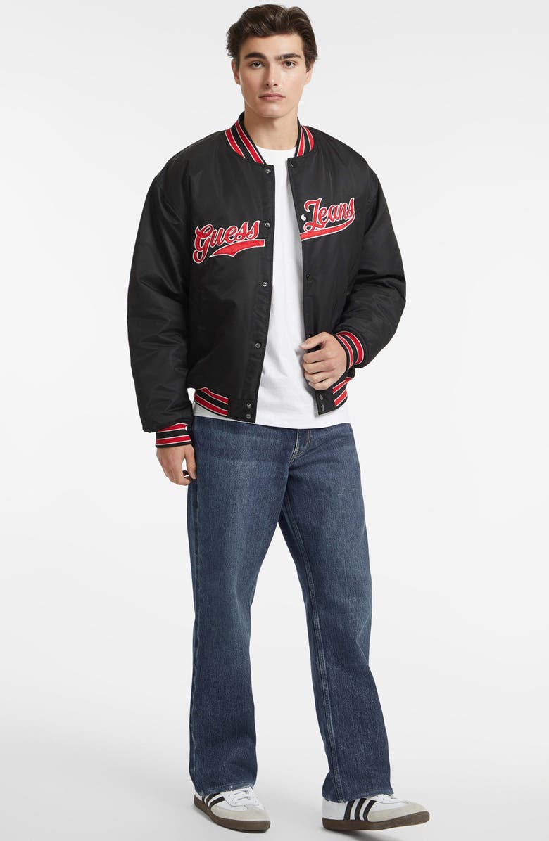 GUESS JEANS GJ Patch Bomber Jacket, Alternate, color, Black