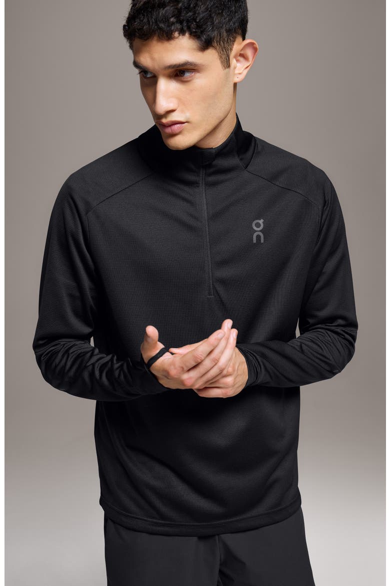 Climate Knit Quarter Zip Running Top, Alternate, color, BLACK