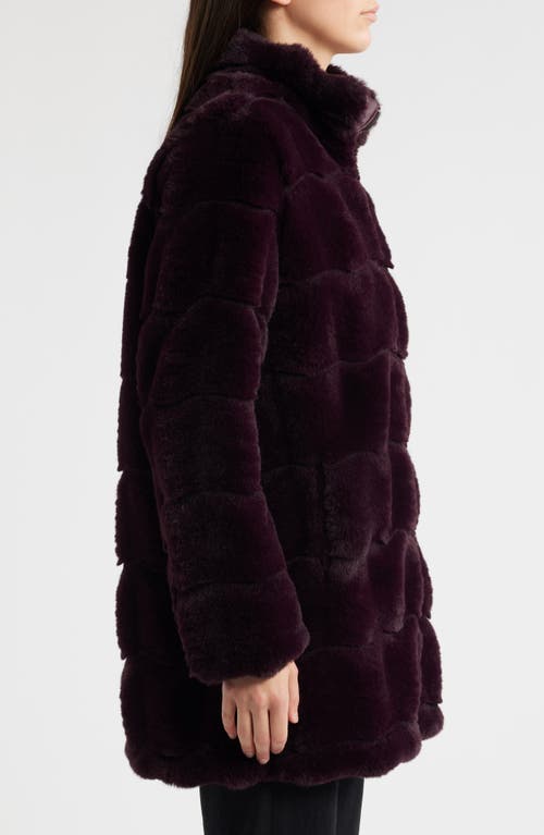 Via Spiga Wavy Reversible Faux Fur Quilted Coat In Burgundy