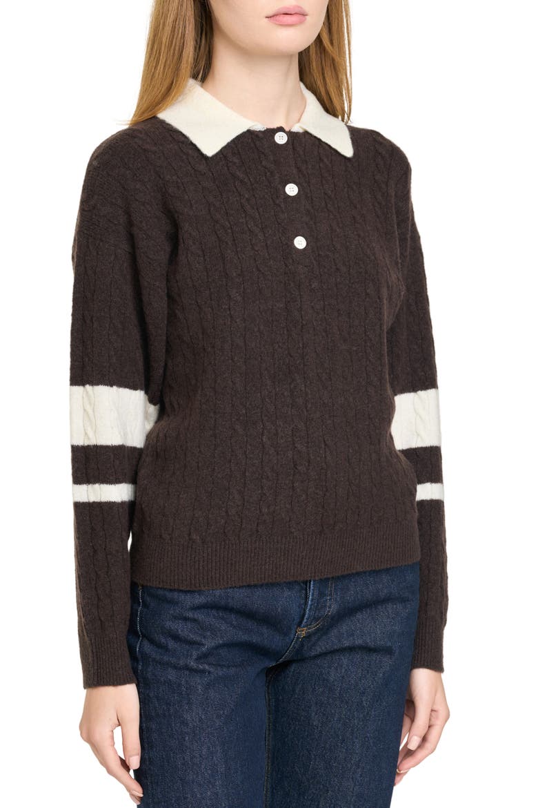 Scout Cable Knit Sweater, Alternate, color, BROWN/ IVORY