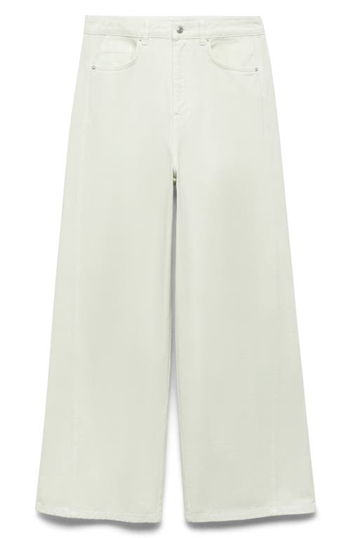 Mango Mid Rise Baggy Ultra Wide Leg Jeans In White